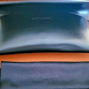 Saint Laurent Sunglasses Case Black Soft Leather Shell Magnetic Pouch NWOT